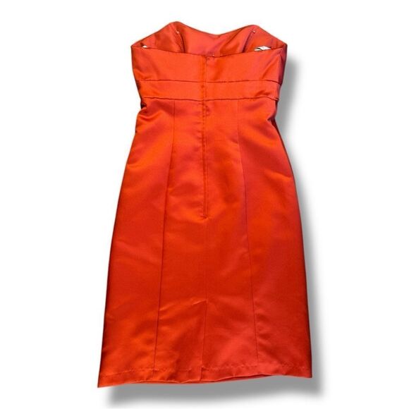 Alfred Angelo Reddish Orange Strapless Midi Cocktail Dress Sz 4 - Picture 4 of 10